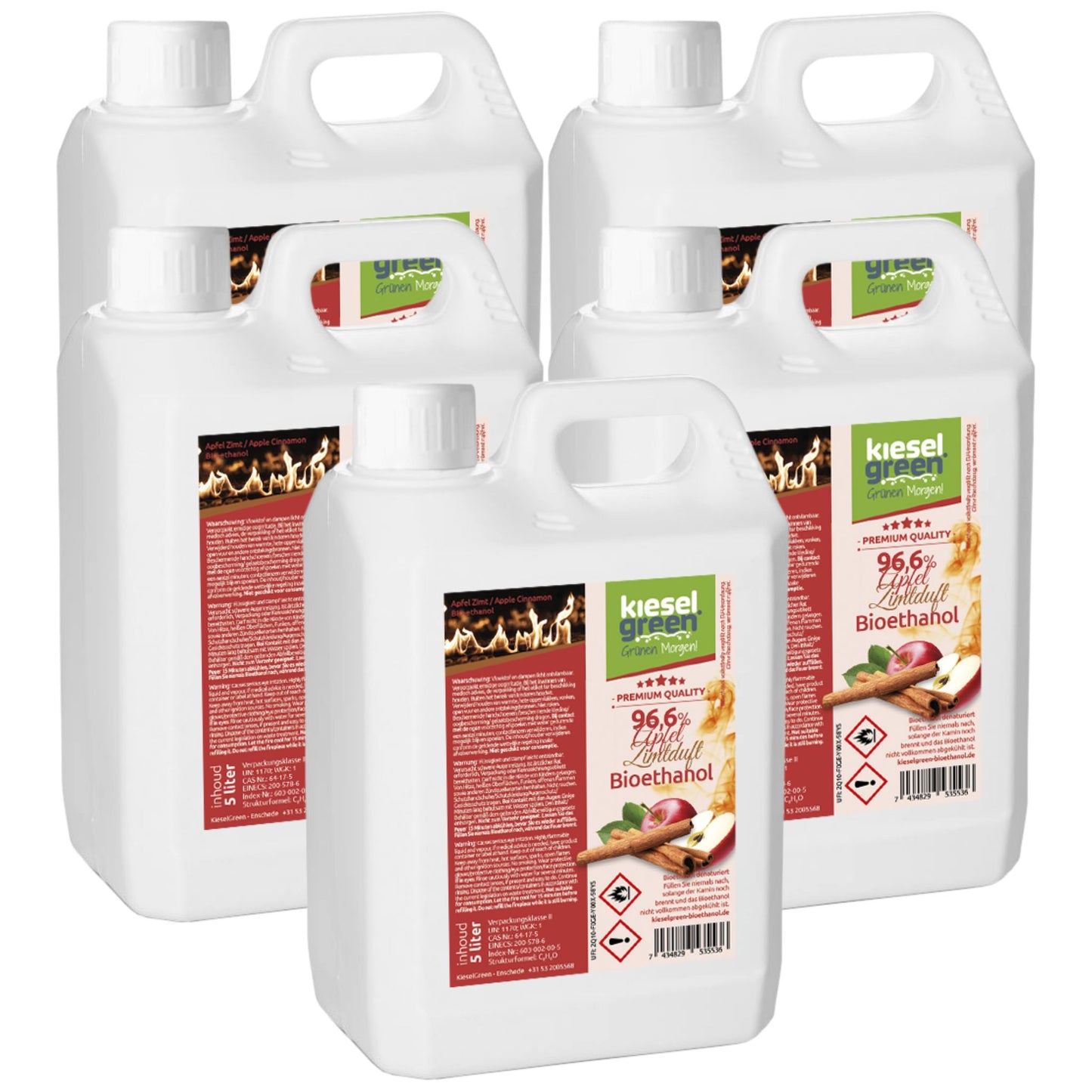 Bioethanol mit Afpel / Zimt Duft - 25 Liter (5 x 5 Liter)