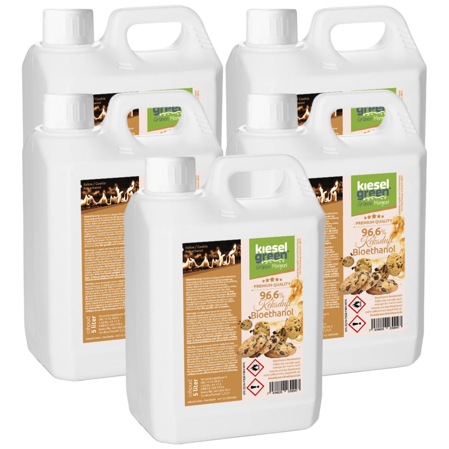 Bioethanol mit Cookies Duft - 25 Liter (5 x 5 Liter)