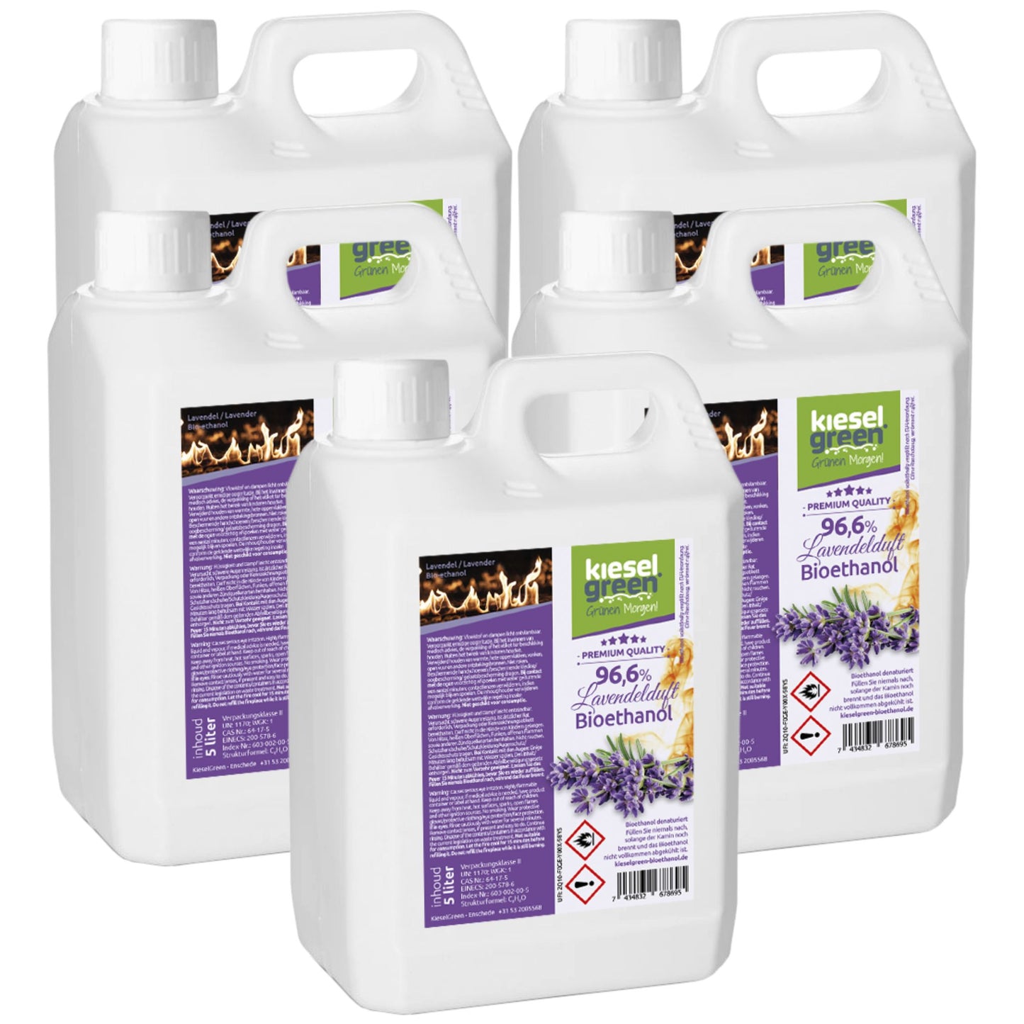 Bioethanol mit Lavendel Duft - 25 Liter (5 x 5 Liter)