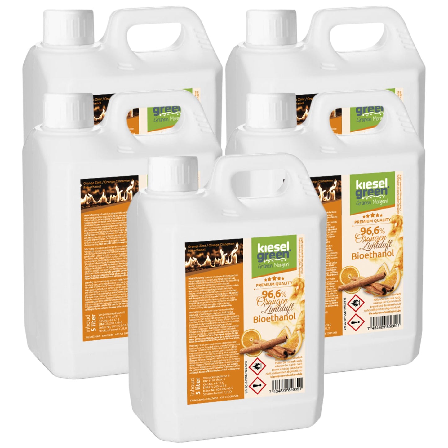 Bioethanol mit Orange / Zimt Duft - 25 Liter (5 x 5 Liter)