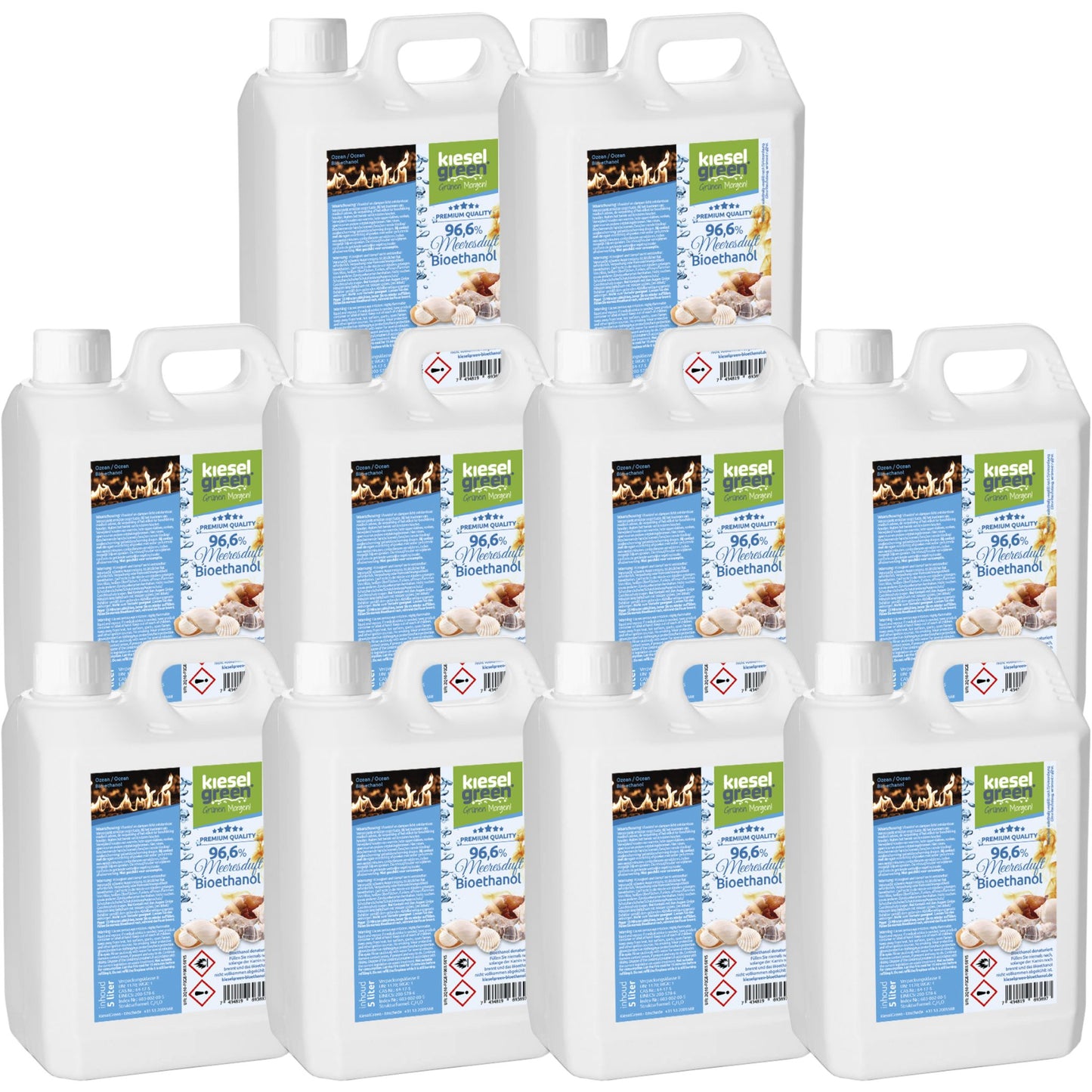 Bioethanol mit Meer Duft - 50 Liter (10 x 5 Liter)