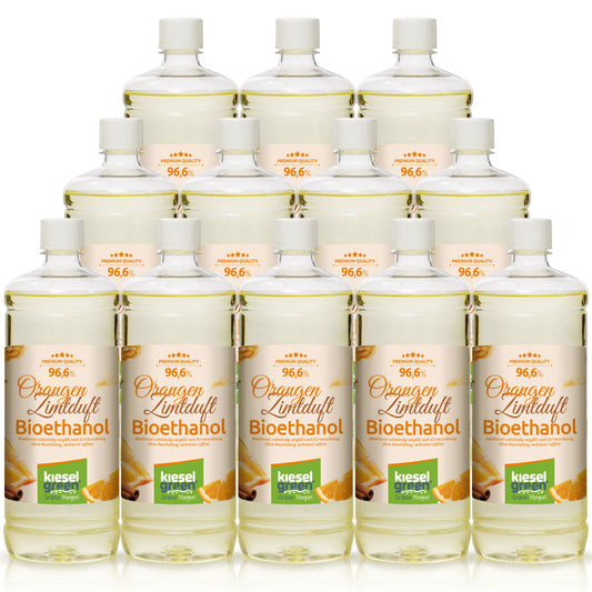 Bioethanol mit Orange / Zimt Duft - 12 x 1 Liter